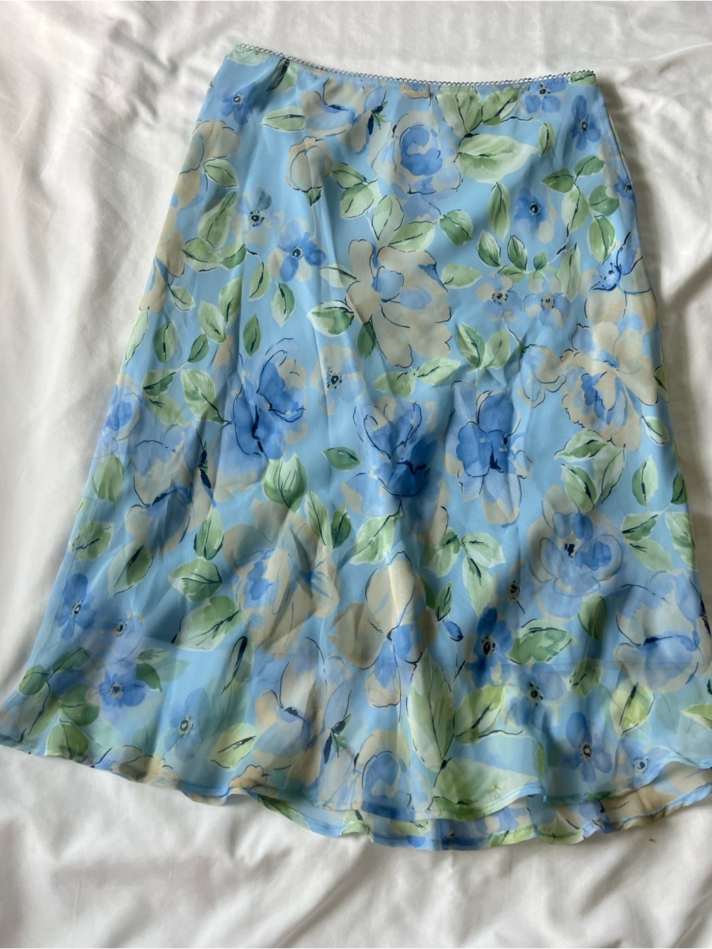 Blue Floral A-Line Skirt